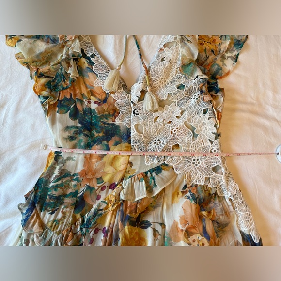 Anthropologie V-neck Ruffle Lace Dress Ivory Combo Floral Hi-Low Maxi Size 6 NWT - Picture 7 of 11